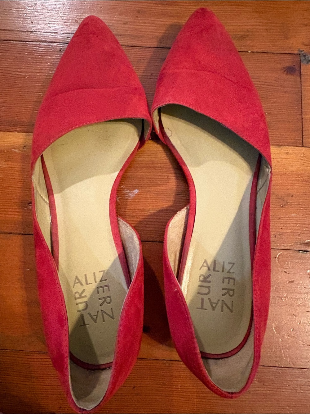 Naturalizer Red Suede Pointed-Toe Women’s Flats